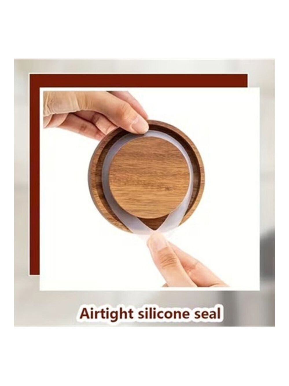 NIB Textured Colored Glass Jar Airtight Wooden Lid, 24 Fl Oz Container 1 Piece - Picture 3 of 15